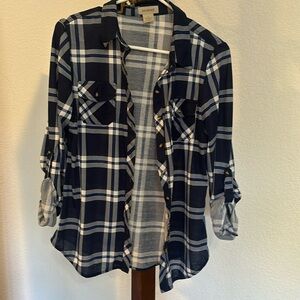 Navy plaid. Size M